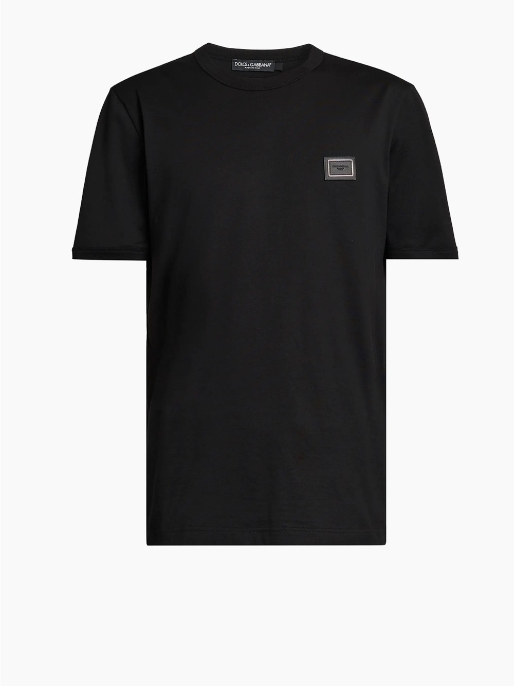 Dolce & Gabbana Black Crewneck T-Shirt with Logo Patch
